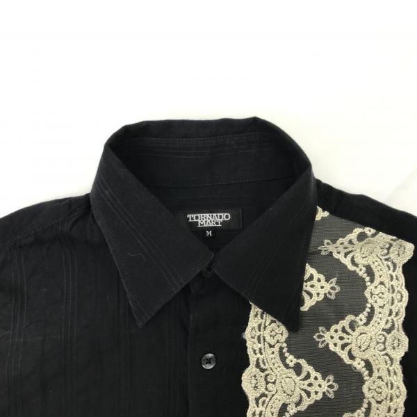 Made In Japan TORNADO MART Lace Decoration Long Sleeve Shirt M Men Black Cotton 100%(USED)