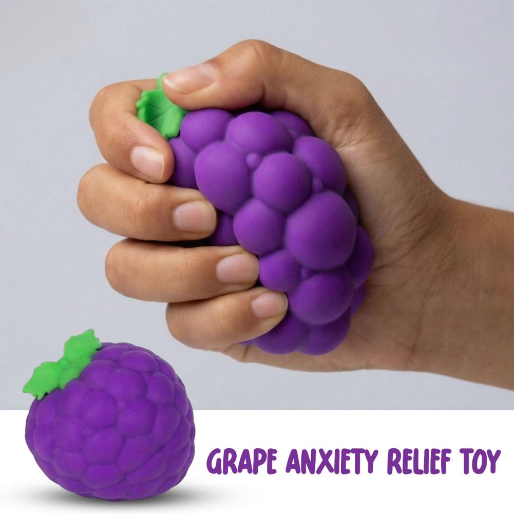 Large Grape Stress Relief Toy Slow Rebound Fake Purple Grape Squeeze Toy Hand Relaxation Stress Ball Fidget Toy For Kids Adults