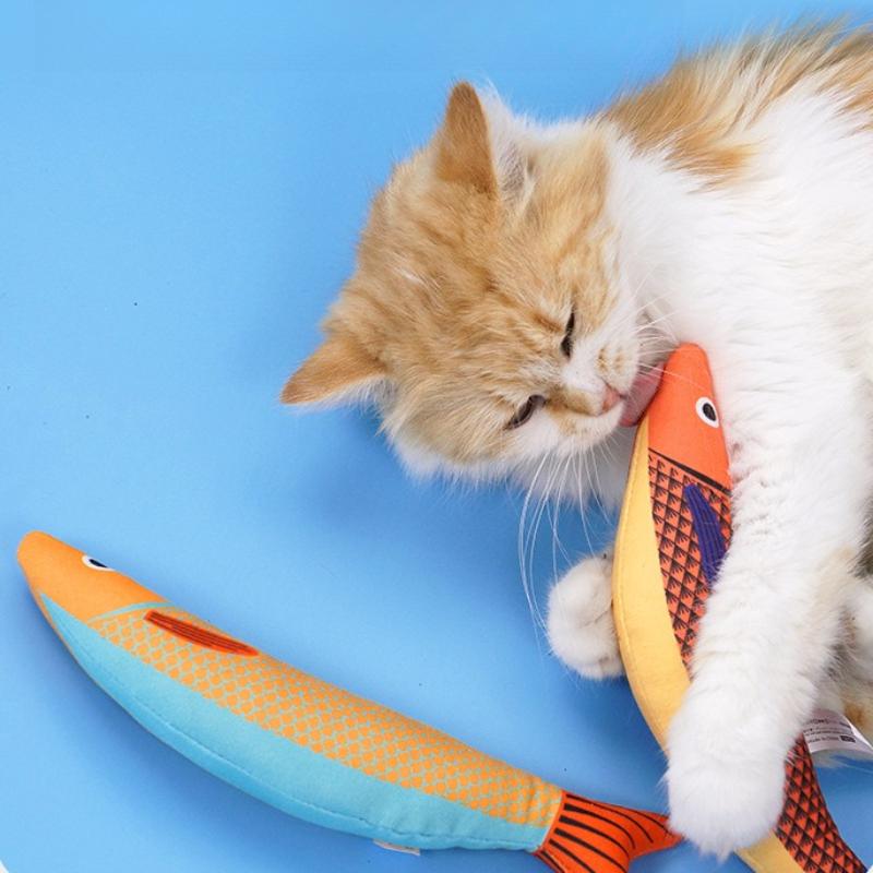 Fish Shape Catnip Cats Toy Soft Bite‑resistant Kitten Plush Toys Stress Relief Interactive Playing Supplies for Indoor Pet Cats