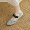 Krazing Pot crystal beading Fashion Spring Size 42 41 Low Heels Women round Toe Shoes Ballet Dance Shallow Flats