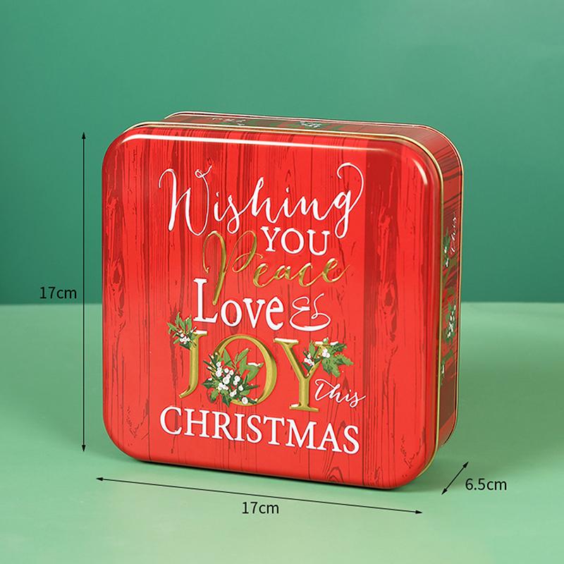 Cute Cartoon Christmas Candy Storage Box Tinplate Square Gift Box Xmas Candy Cookie Box Home Storage Large Capacity Metal Can