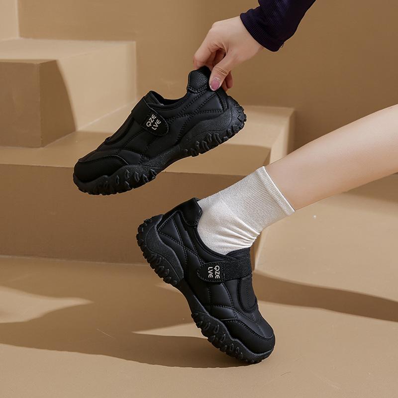 Thick-soled Velcro German Training Shoes Women's 2025 Autumn New Retro Student Sports Shoes Are Not Tired of Casual Little White Shoes