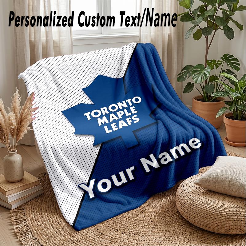 Toronto Maple Leafs Coperta Plaid Personalizzata Stampa il Tuo Nome Testo Morbida Calda Coperta Regalo di Festa