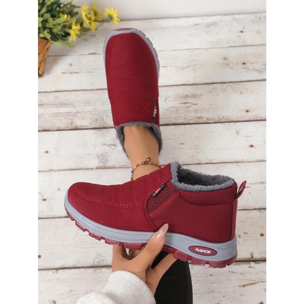 Women's Solid Color Fluffy Boots, Thick Soled Soft Soled Winter Warm Lining Boots, Non Slip Warm Short Boots