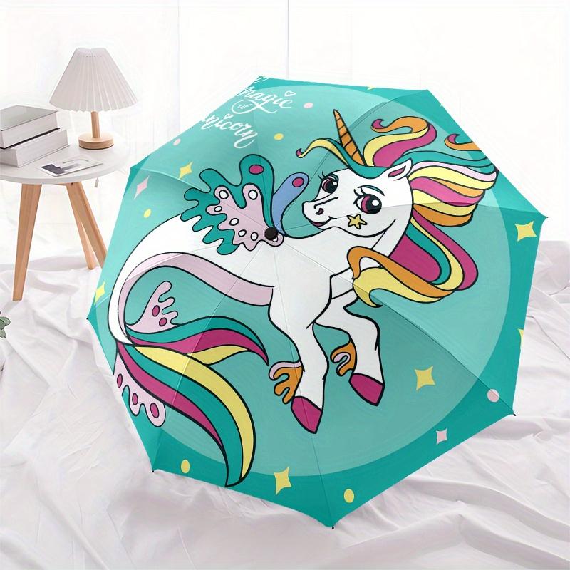 Magical Unicorn Plate: Fantasy for Kids' Rooms!Umbrella, Portable 3-Fold Compact Umbrella,Christmas Gift ES482