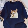 T-shirt à Imprimé Graphique Chat Se Frottant le Nez Respirant Frais, Port Confortable, Décontracté Quotidien