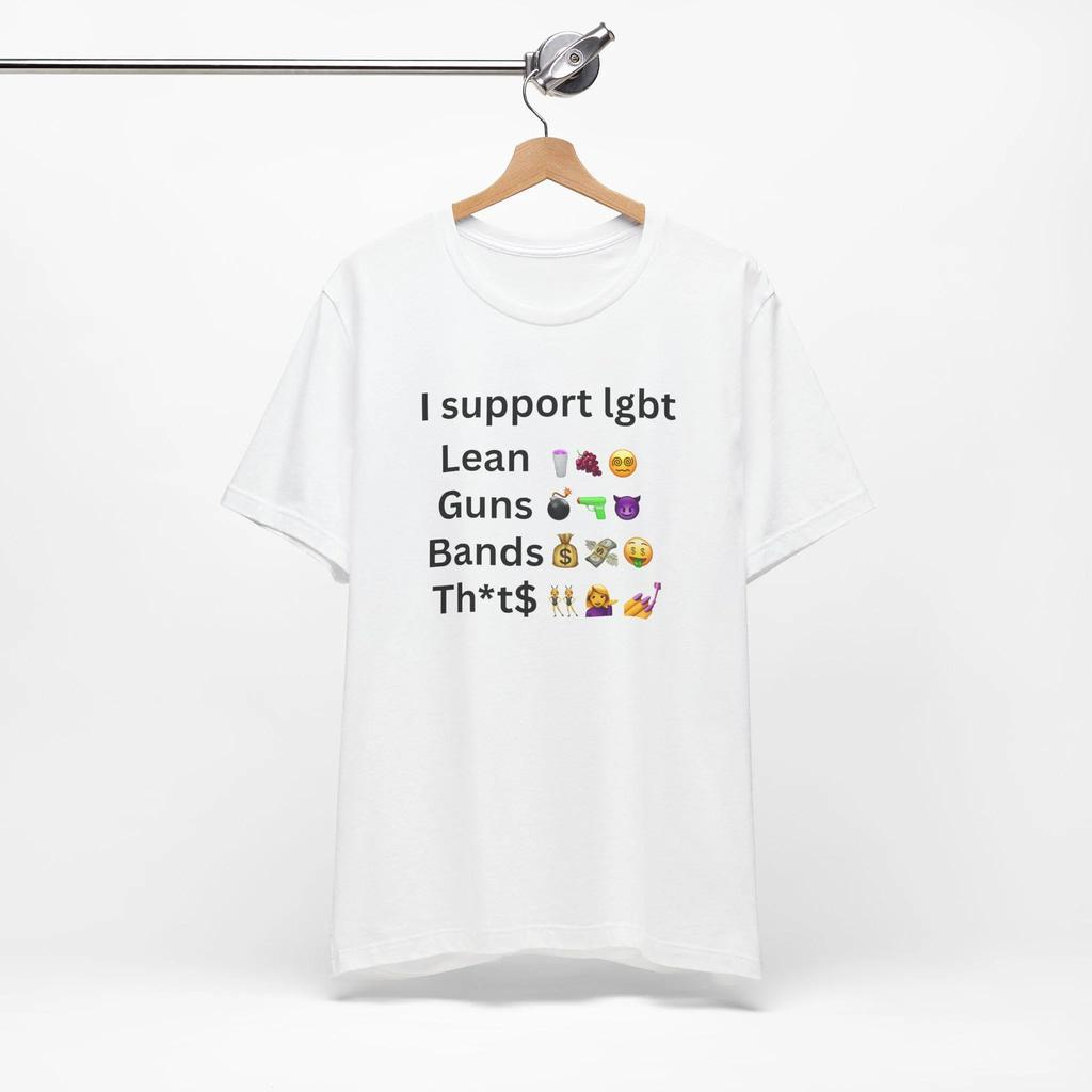 I Support LGBT Slim Gun Band Fun 2026 New Hot Selling Text Printed Unisexs and Unisexs Tshirts Adult Funny Pure Cotton Tops