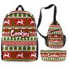 Cook 3D Digital Color Printing Backpack Set Oxford Cloth Waterproof And Wear-Resistant Three-Piece Backpack