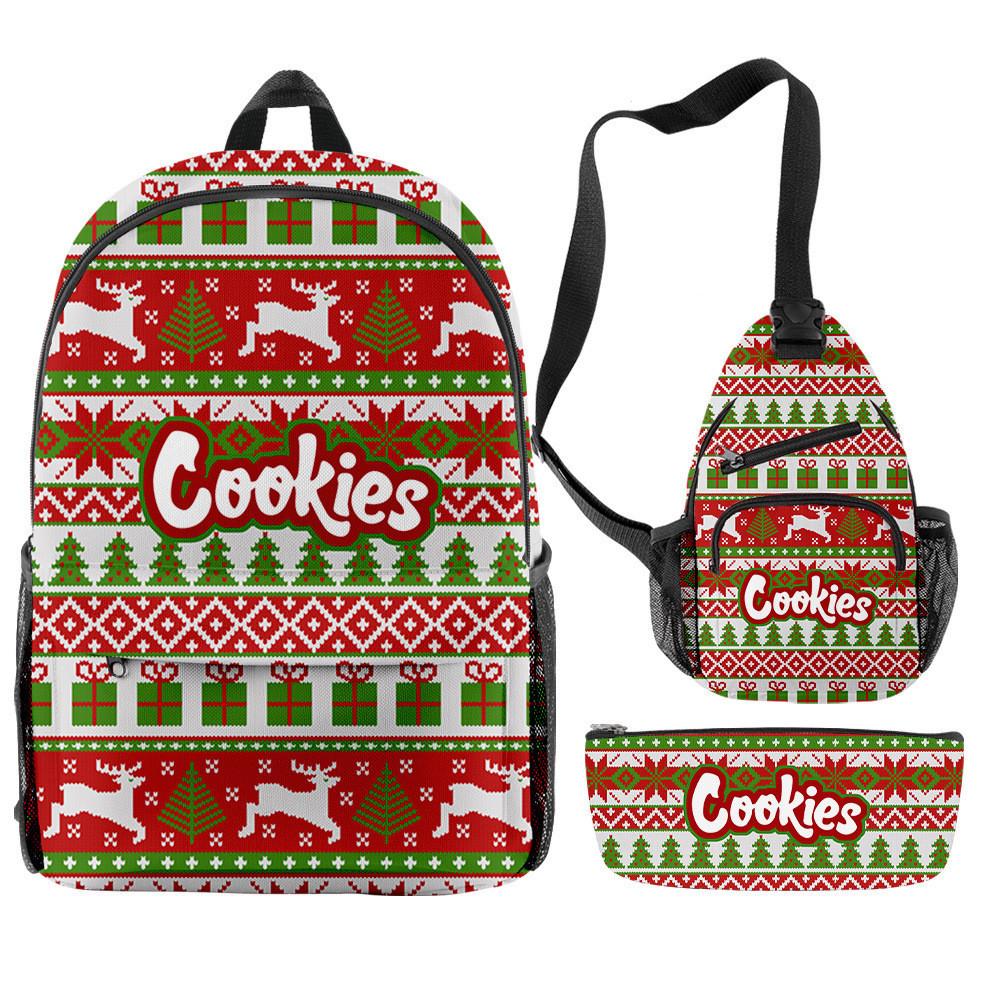 Cook 3D Digital Color Printing Backpack Set Oxford Cloth Waterproof And Wear-Resistant Three-Piece Backpack