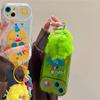 Korean Cute Plating Monster 3d Plush Pendant Phone Case For Iphone 14 13 12 11 Pro Max Xr Mirror Holder Shockproof Soft Cover