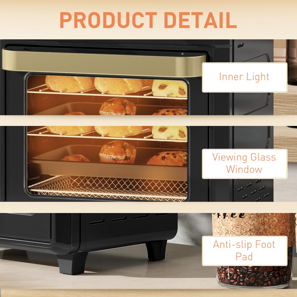 10L Air Fryer Oven Mini Oven Oil Free Cooking Grill Roast Bake With Adjustable Temperature Timer Dishwasher Safe 1000W Black