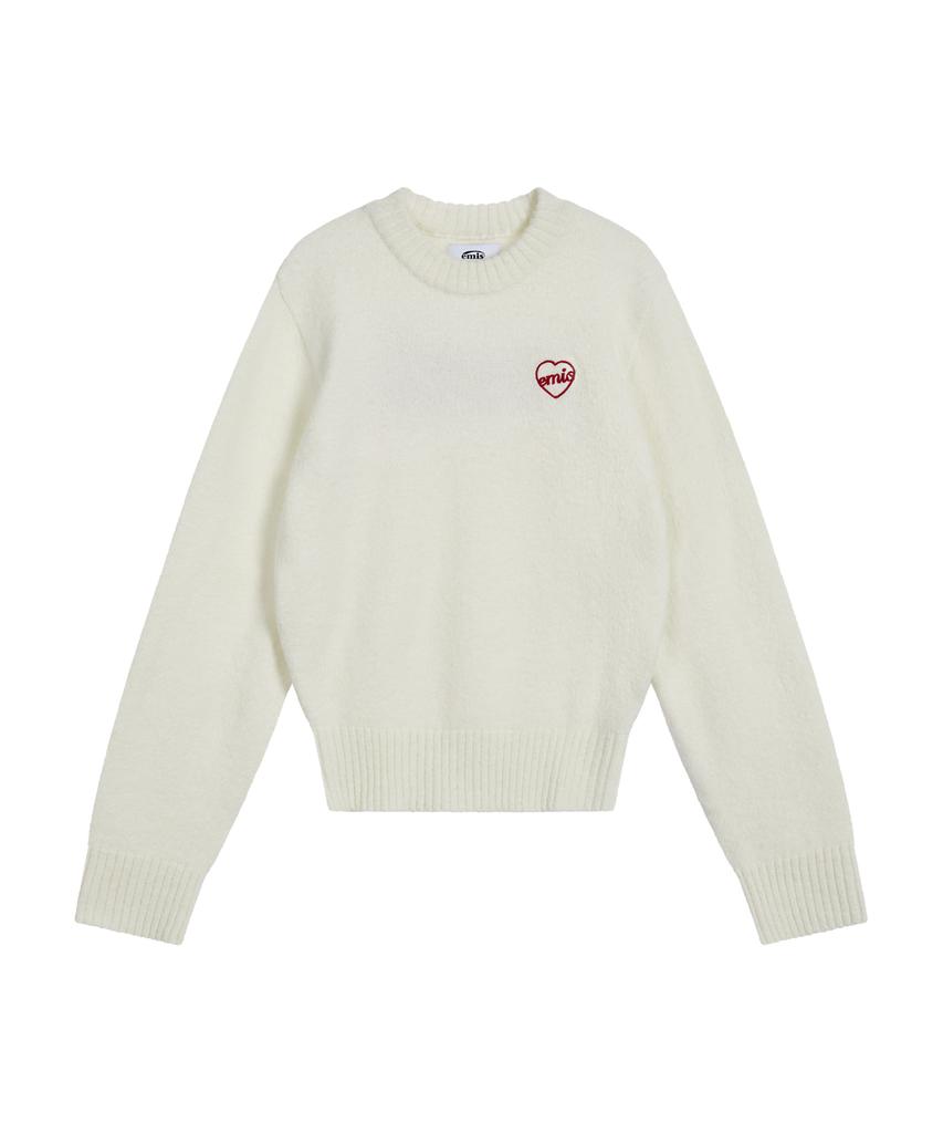 Imiseu (W) Heart Logo Pullover-Ivory