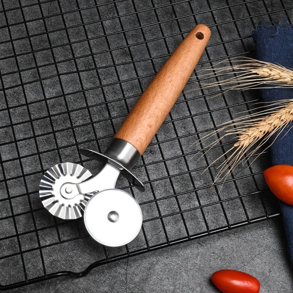 2 in 1 Biscuit Embossing Rolling Wheel Double Wheel Pasta Cutter Ravioli Mold Baking Tool