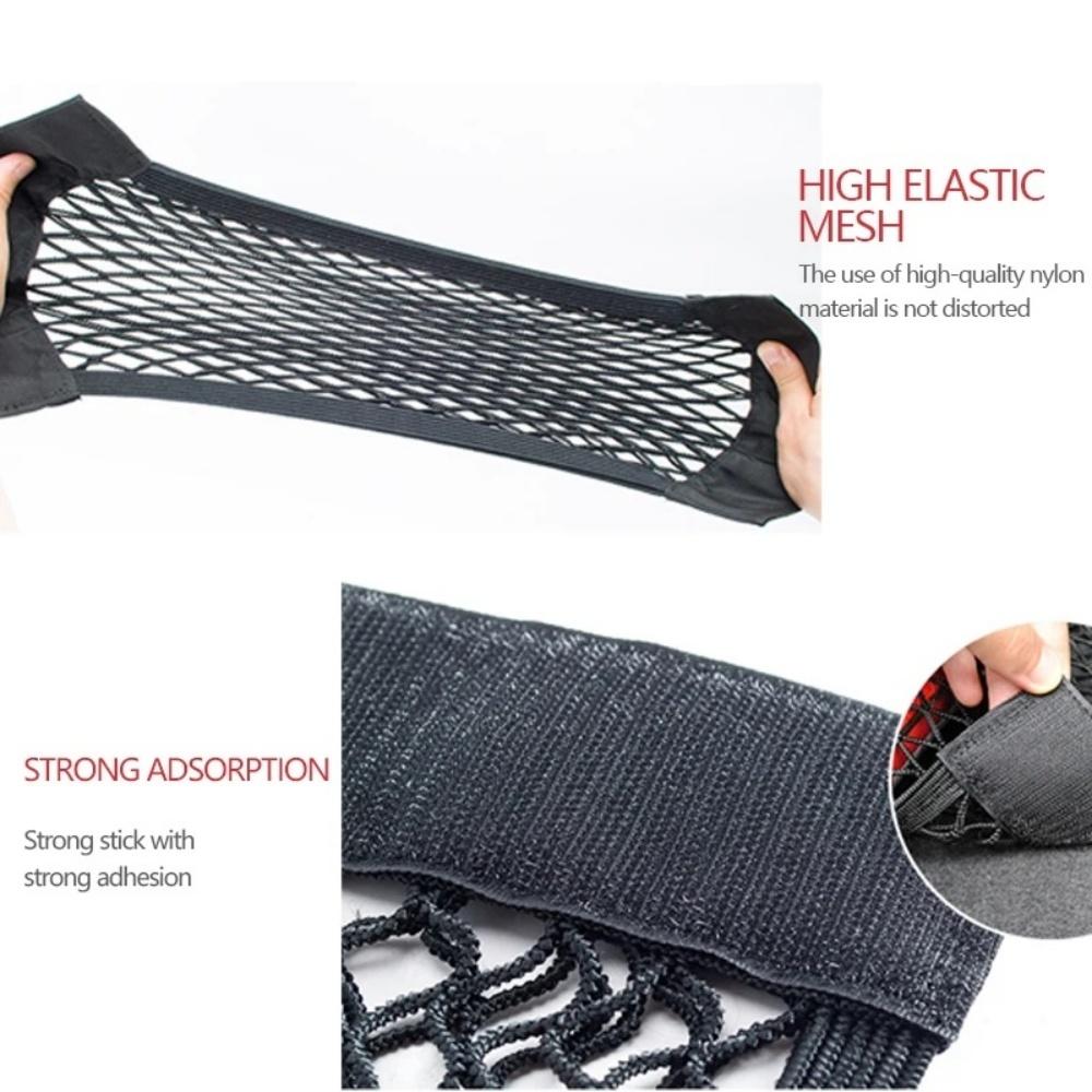 Car Trunk Mesh Organizer Tail Storage Net Seat Back Pocket Universal Bag Magic Tape Network Interior Car Accessories
