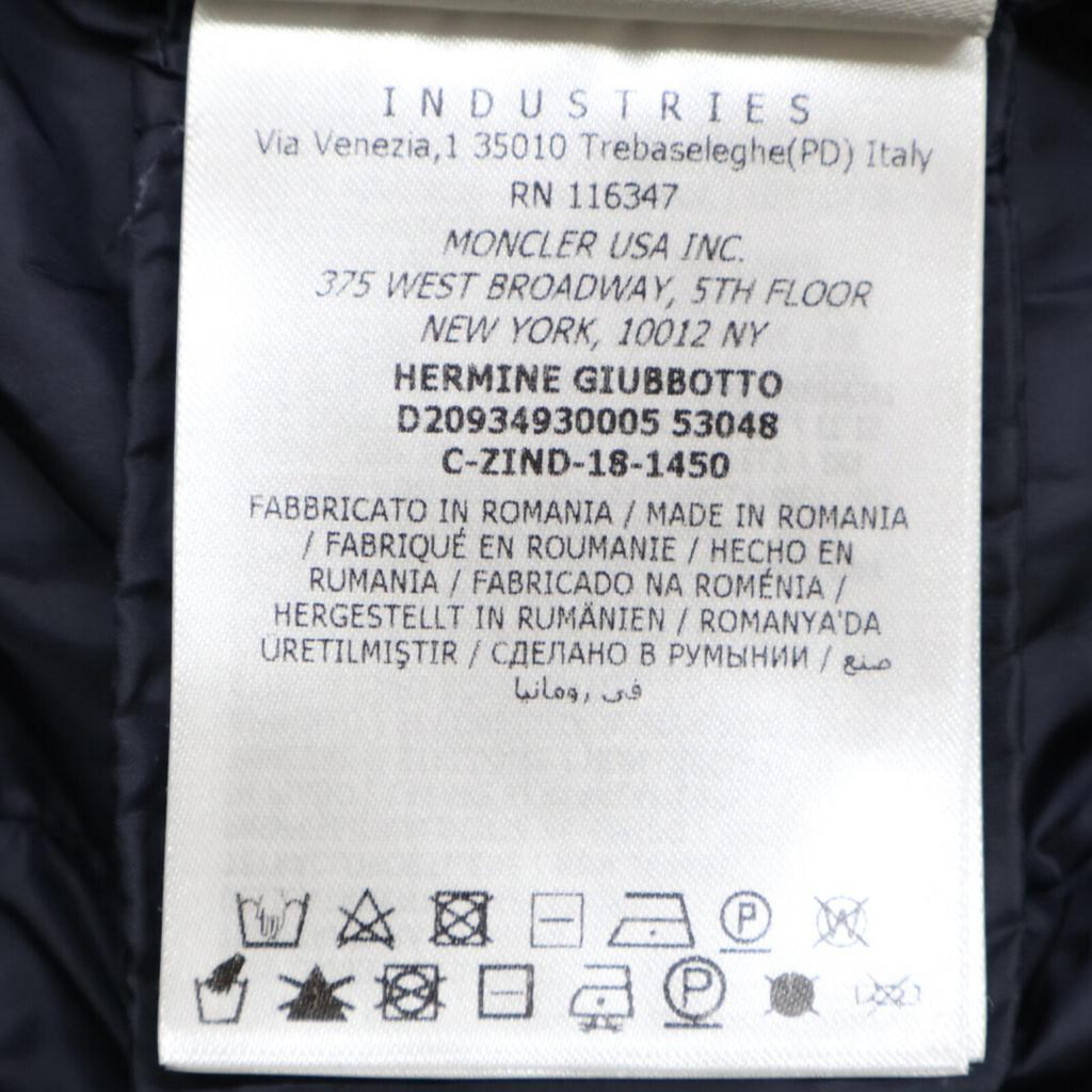 MONCLER HERMINE Hermine hooded down jacket coat O NavyUsed