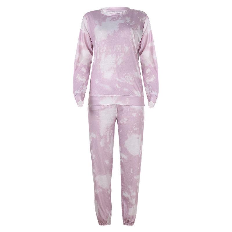 Autumn/Winter Plus Size Tie-Dye Long Sleeve Women's Casual Home Wear Set