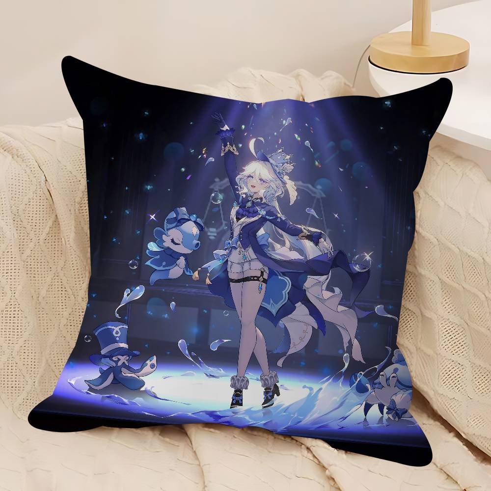 

Genshin Impact Furina Cushion Cover Inches Farmhouse Decor Home Throw Pillow Covers For Couch Decorations 12x12Inch