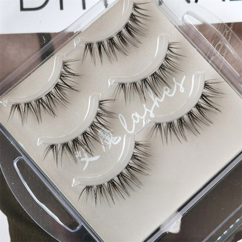 Aimo - Set aus 3 Paar: Natürliche, zarte künstliche Wimpern