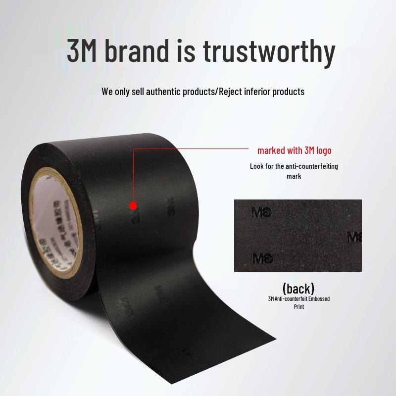 3M170# High Temp-Resistant PVC Electrical Tape - 5cm Wide, Waterproof, Lead-Free, Flame Retardant, Black, Wear-Resistant.