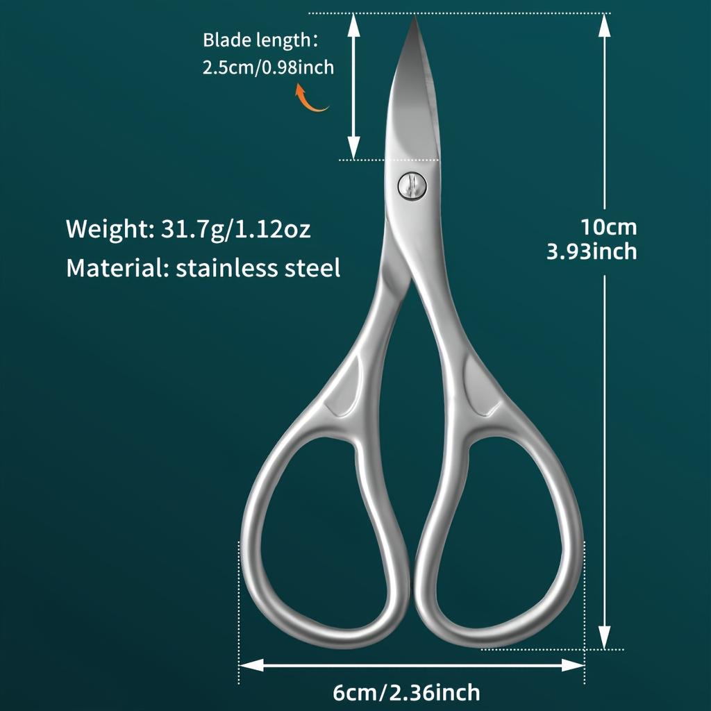 1pc Stainless Steel Nail Scissors for S & Adults Curved, Concave Blades for Trimming, Durable Pedicure & Manicure Scissors