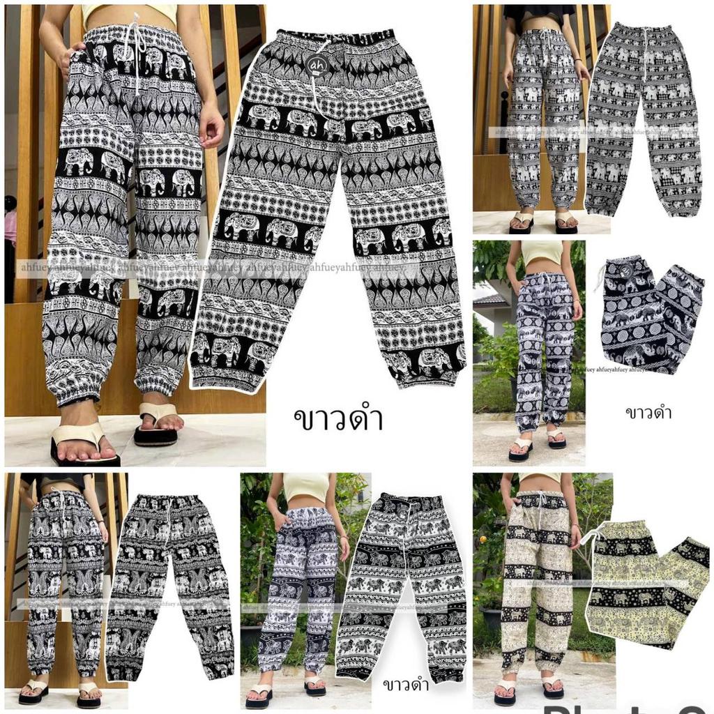 Elephant Pants Long Adjustable Elastic High Waistband Strap Jumper  Unisex Man Women Print Thailand Casual Streetwear Beach Bohemian Retro Vintage