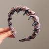 New Elegant Design Solid Color Hair Hoop Tie Korean Satin Wide Hairband Headbands For Women Hair Accessories Headdress Gifts