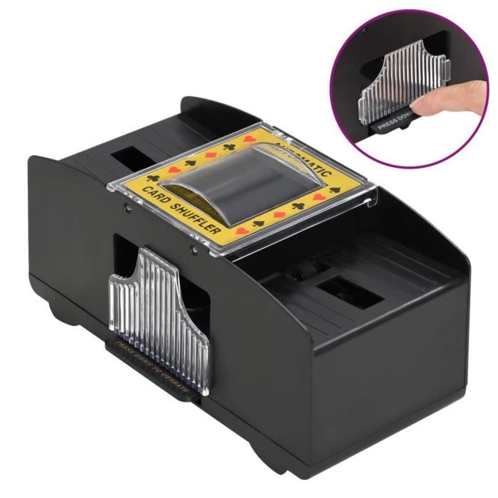 Mélangeur de cartes - Noir - Automatique - Sans fil - 2 jeux - Léger et pratique