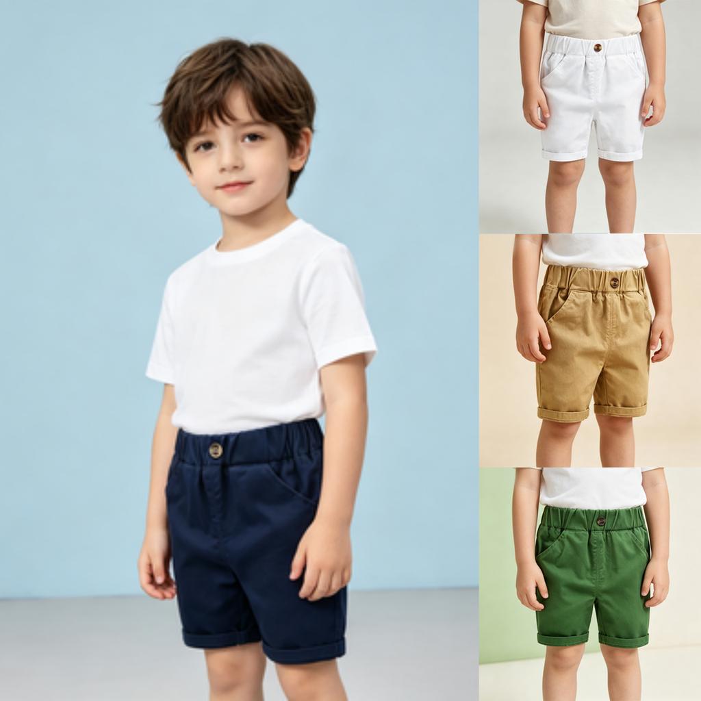Kids' Casual Cotton Shorts 5/5 Length Comfortable Summer Short Pants for Boys and Girls