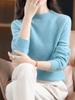 Women's Slim-Fit Autumn Sweater: Fashionable Half-High Neck, Versatile Pure Wool for Base Layer or Outerwear, Skin-Friendly