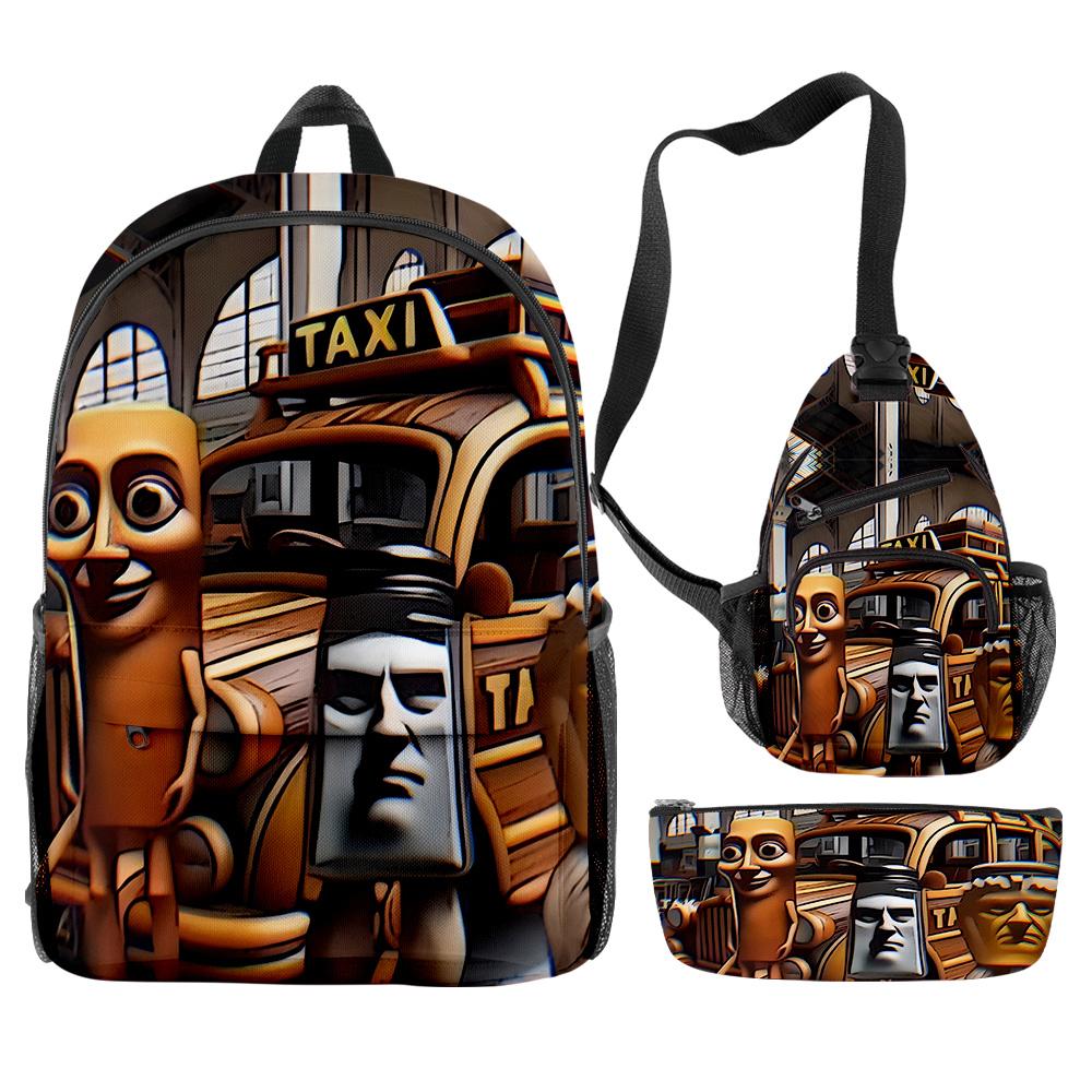 Hip Hop Populaire Cartoon Grappige tungtungtung 3D Print 3 stuks/Set leerling Schooltassen Reizen Laptop Rugzak Borsttas Etui