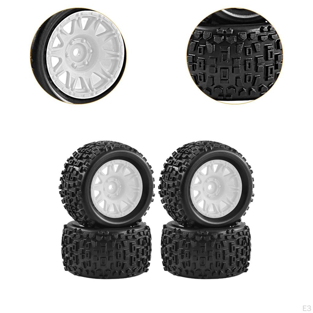 4 Pieces 1/18 RC Car Wheels and Tires Accessories Portable, Sturdy Easy to Install Direct Replaces,