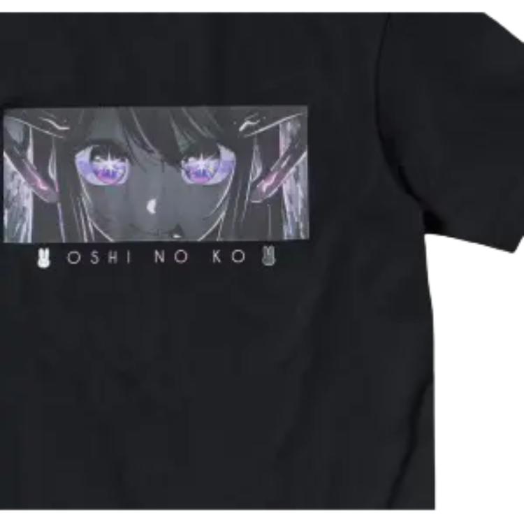 Uniqlo X Oshinoko Collaboration SS24 Versatile Minimalist Anime Print Crew Neck Short Sleeve T-Shirt Men Tops Black 473119-09