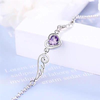 Pulseira Temu Coração de Diamante Asas de Anjo - Joia Fofa e Romântica para Mulheres