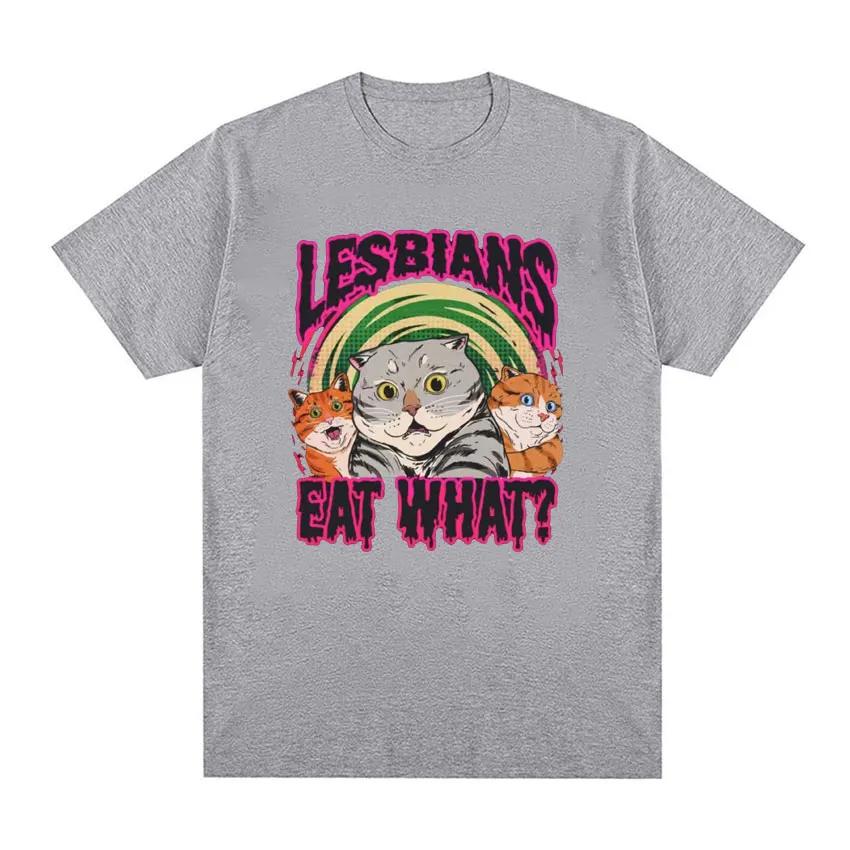 LGBT Was man isst Katze Vintage T-Shirt Sommer Herren und Damen Lässiges Kurzarm T-Shirt Unisex Übergröße T-Shirt Y2k