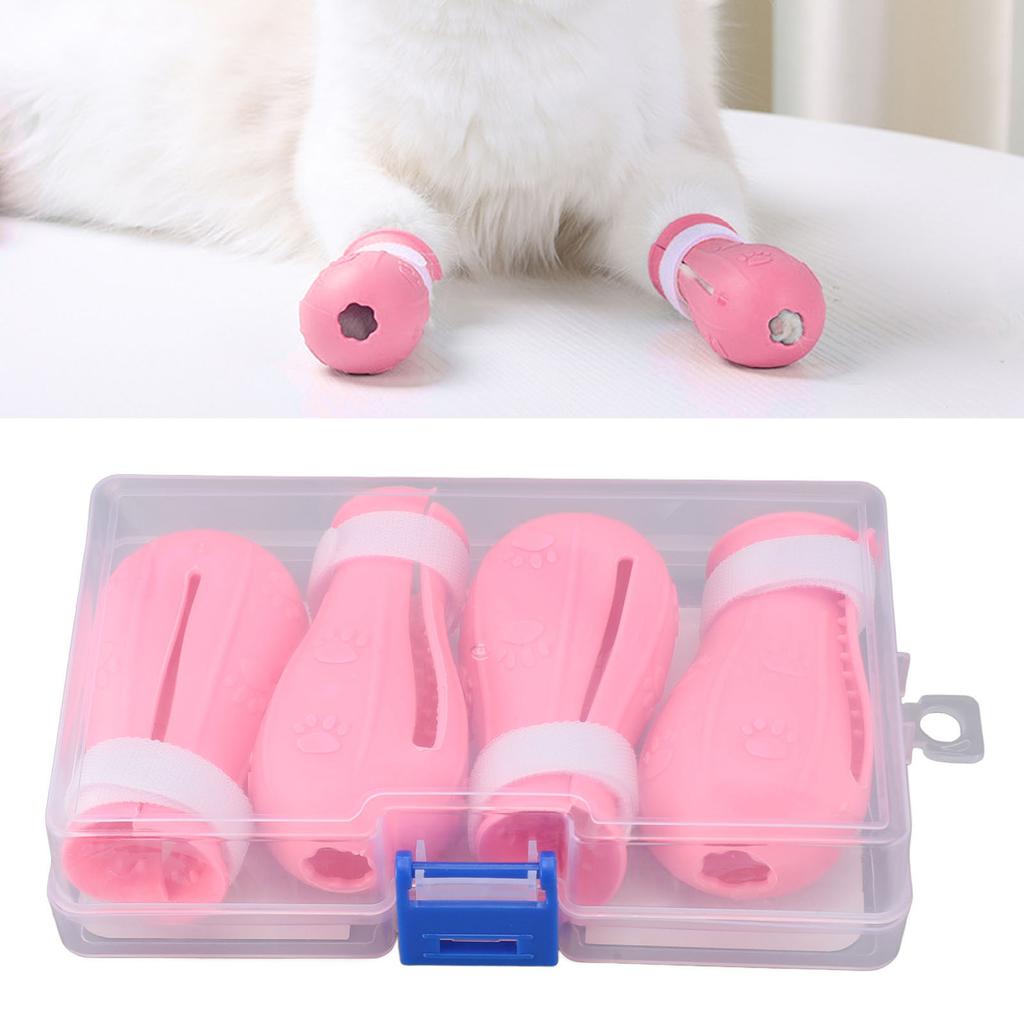 4pcs Silicone Cat Foot Covers Anti Slip Cat Boots Multifunctional Cat Shower Foot Cover Soft Cat Paws Protector Shoes