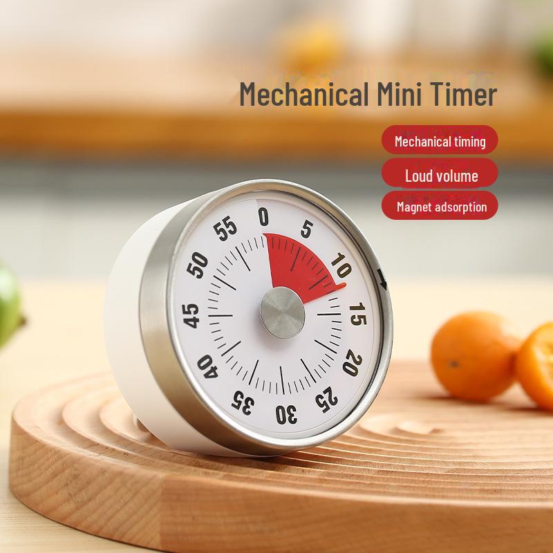 Stainless Steel Magnetic Kitchen Timer: Mechanical Rotating Countdown Clock for Students