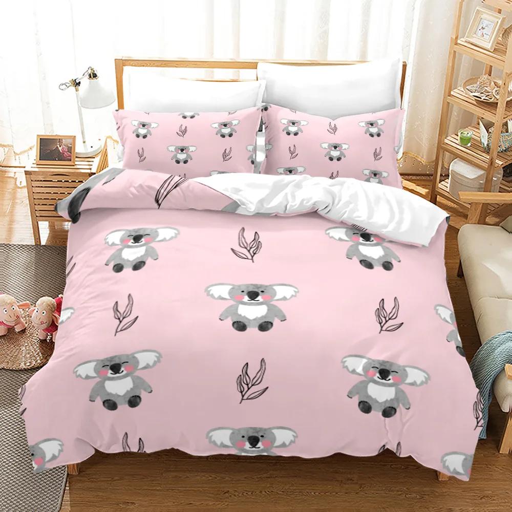 Koala Duvet Cover Set King Queen Size Tree Bear Polyester Bedding Set Kawaii Hug The Tree Australian Wild Animal For Boys Girl
