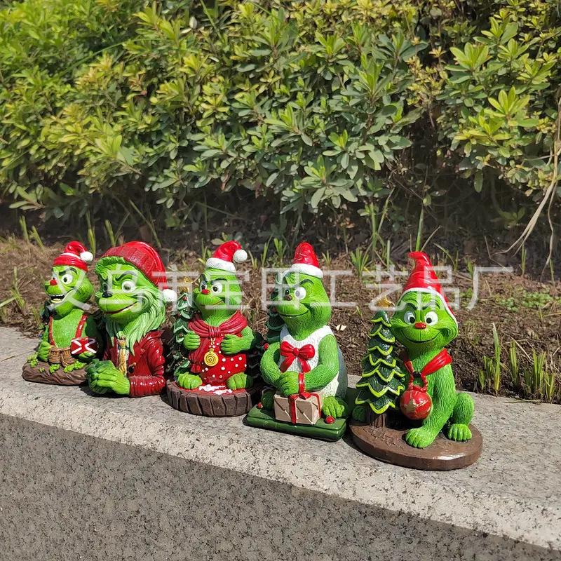 Christmas Grinch Green Hair Monster Christmas Atmosphere Gifts Ornaments Ornaments Creative Decorations Resin Crafts