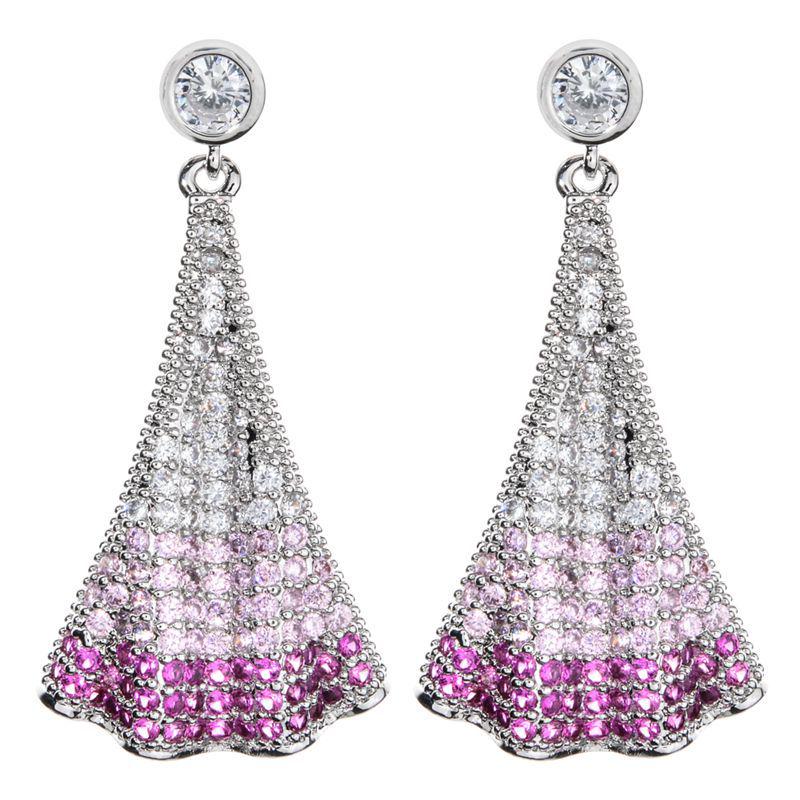 

Европейская и американская мода Красочные серьги с цирконами в форме веера