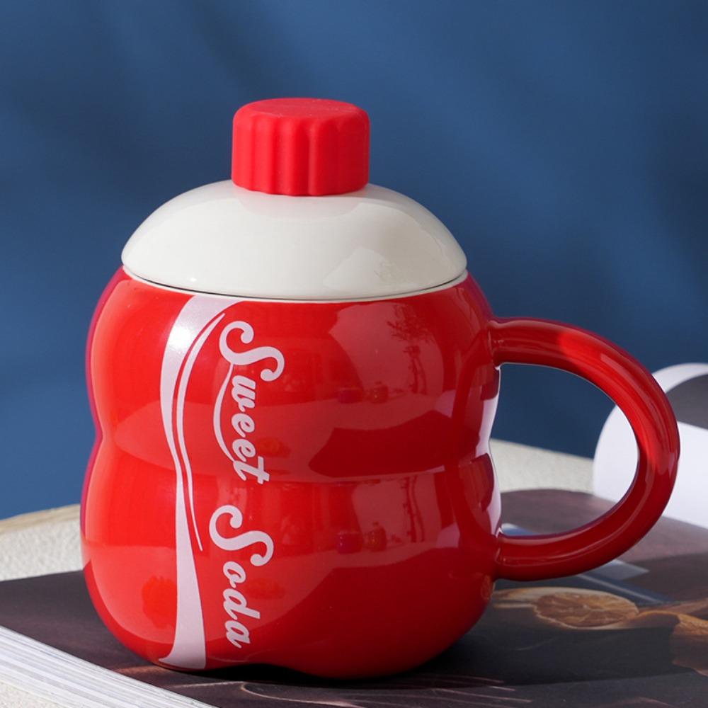 Ceramic Cup with Lid and Spoon Creative Personality Internet Celebrity Mug Drink Cute Water Cup High Value Large Capacity Cup