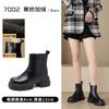 2025 autumn and winter platform leather Martin boots women's versatile British style thin boots round head high heel short boots