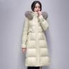 Snow Winter Girls Down Jacket Hooded Big Fur Collar Medium and Long Jacket Fashion Glossy Duck Down Top