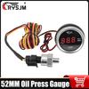 2" 52mm Oil Pressure Gauge Black Car Digital Meter Car Accessories Automotive Gauges Fuel Press With Sensor For 12V/24V Vehicle