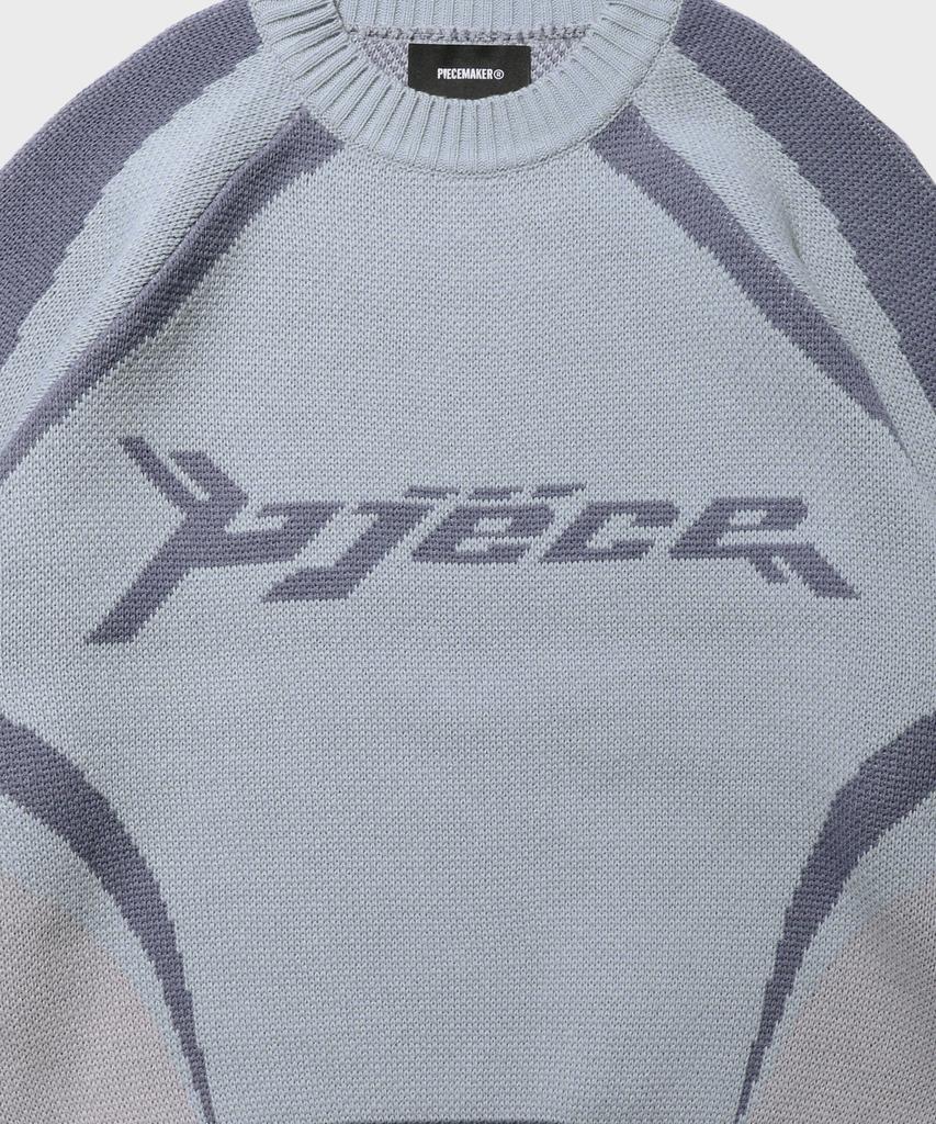 PEACE MAKER Piece Racing Knit Sweater (Grey)