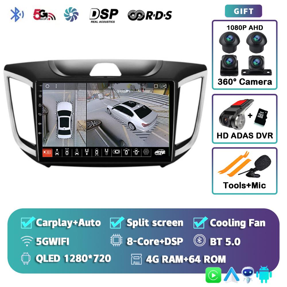 Android 14 Carplay Car Radio For Hyundai Creta ix25 2015-2019 Navigation GPS Multimidia Video Player 2din Head Unit Stereo