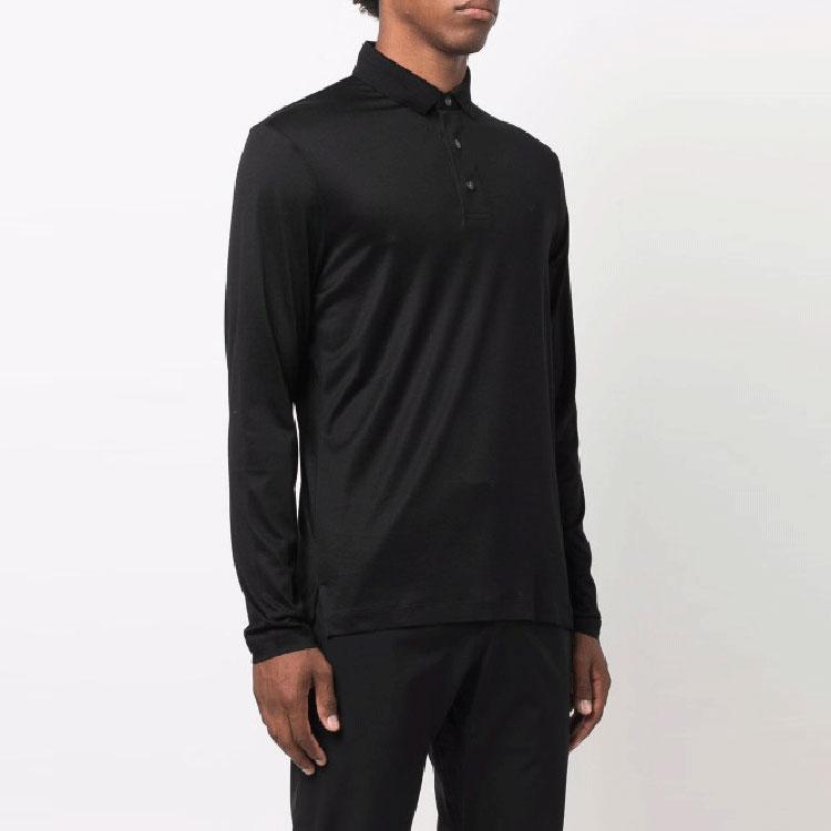 Emporio Armani SS21 Logo Print Pullover Long Sleeve Polo Shirt Men tops Black 8N1F97-1JUVZ-0999