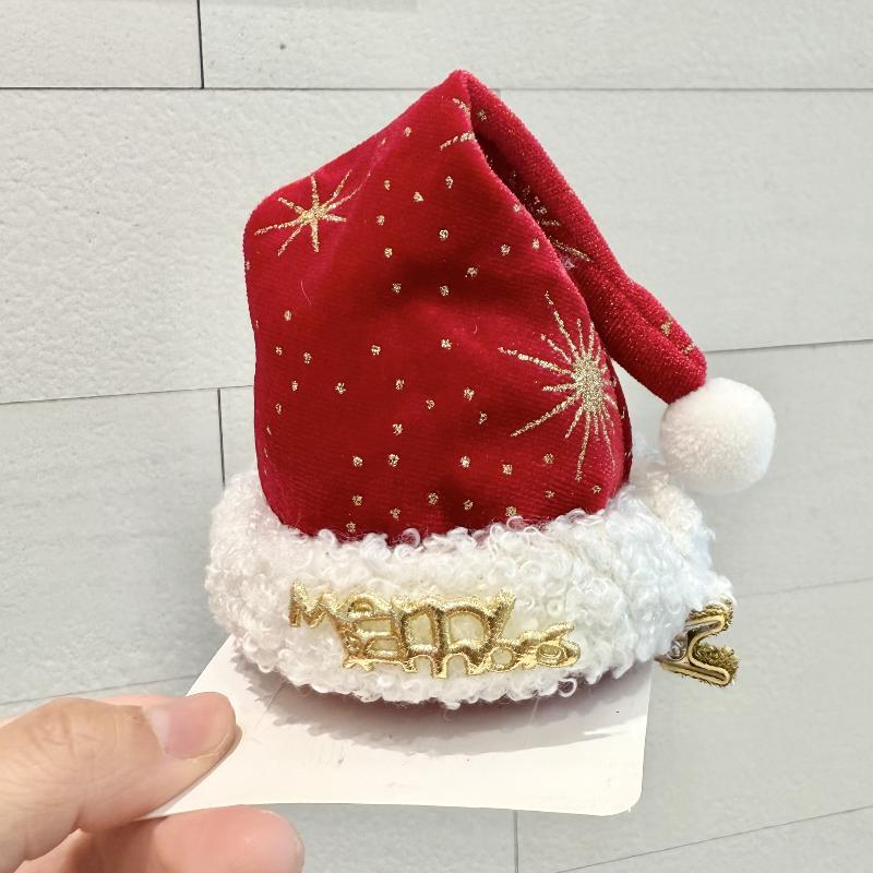 Christmas Santa Hat Hair Clips Mini Red Green Xmas Hairpins Festive Holiday Hair Accessories For Girls Christmas Party
