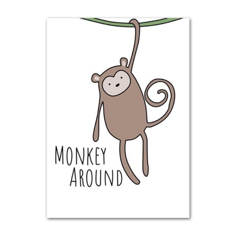 Cute Cartoon Animal  Picture Be Brave Be Strong Children's Room Kindergarten  Canvas Painting Wall Art Kids Nursery Decorative