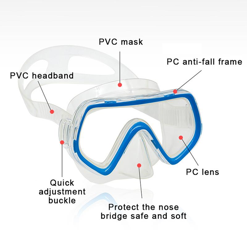 Dykmask Vattentäta Simglasögon Panoramiska HD För Vuxna Ungdomar Silikonkjol Anti-Dimm Med Nästäcke Simutrustning