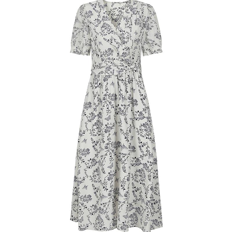 Jiuzi Annacol 100% Silk Floral Commuter Dress